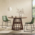 48 Inch Round Solid Pine Dining Table with Slatted Pedestal Base, Seats 4