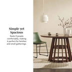 48 Inch Round Solid Pine Dining Table with Slatted Pedestal Base, Seats 4