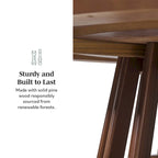 48 Inch Round Solid Pine Dining Table with Slatted Pedestal Base, Seats 4