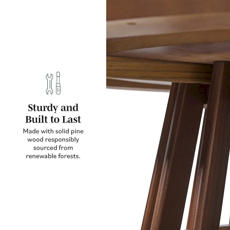 48 Inch Round Solid Pine Dining Table with Slatted Pedestal Base, Seats 4