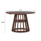 48 Inch Round Solid Pine Dining Table with Slatted Pedestal Base, Seats 4