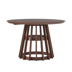 48 Inch Round Solid Pine Dining Table with Slatted Pedestal Base, Seats 4