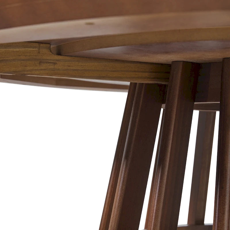48 Inch Round Solid Pine Dining Table with Slatted Pedestal Base, Seats 4