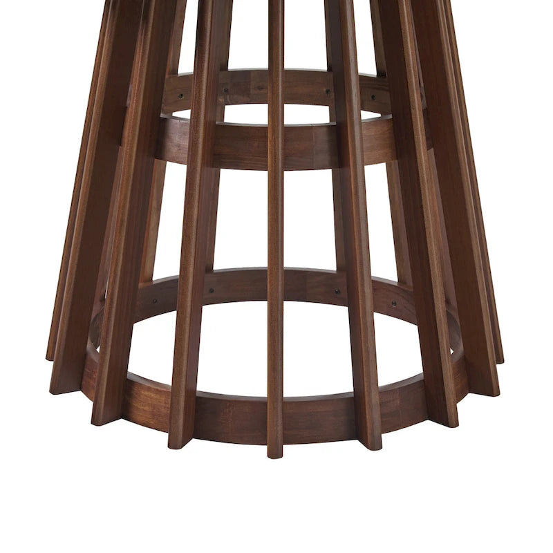 48 Inch Round Solid Pine Dining Table with Slatted Pedestal Base, Seats 4