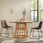 48 Inch Round Solid Pine Dining Table with Slatted Pedestal Base, Seats 4