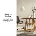 48 Inch Round Solid Pine Dining Table with Slatted Pedestal Base, Seats 4