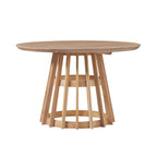 48 Inch Round Solid Pine Dining Table with Slatted Pedestal Base, Seats 4