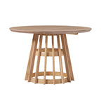 48 Inch Round Solid Pine Dining Table with Slatted Pedestal Base, Seats 4