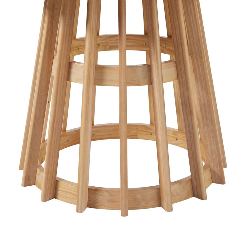 48 Inch Round Solid Pine Dining Table with Slatted Pedestal Base, Seats 4