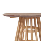 48 Inch Round Solid Pine Dining Table with Slatted Pedestal Base, Seats 4
