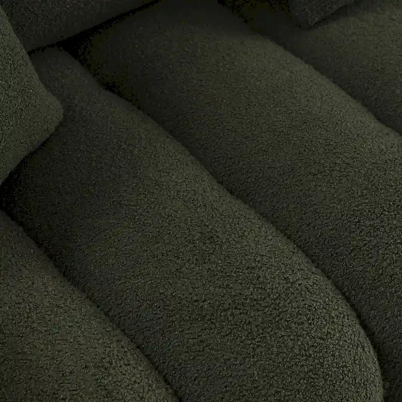 3-Seater Teddy Fabric Sofa with 3 Pillows, Solid Wood Frame, 82" W, Green
