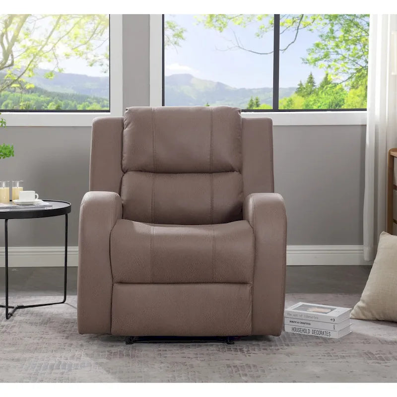 Manual Recliner Chair, Faux Leather, 32.28" Wide, Modern Style for Living Room
