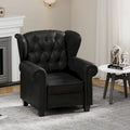 Tufted Push Back Recliner Armchair, Faux Leather, 90-150° Adjustable Backrest, Wood Legs, 300 lbs Capacity
