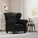 Tufted Push Back Recliner Armchair, Faux Leather, 90-150° Adjustable Backrest, Wood Legs, 300 lbs Capacity