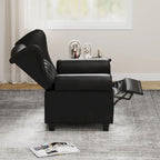 Tufted Push Back Recliner Armchair, Faux Leather, 90-150° Adjustable Backrest, Wood Legs, 300 lbs Capacity