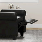 Tufted Push Back Recliner Armchair, Faux Leather, 90-150° Adjustable Backrest, Wood Legs, 300 lbs Capacity