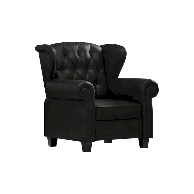 Tufted Push Back Recliner Armchair, Faux Leather, 90-150° Adjustable Backrest, Wood Legs, 300 lbs Capacity