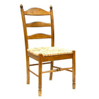 Rustic Ladder Back Dining Side Chair, Solid Wood, Woven Rush Seat, 38"H x 17"W x 16"D, Holds 250 lbs, Brown