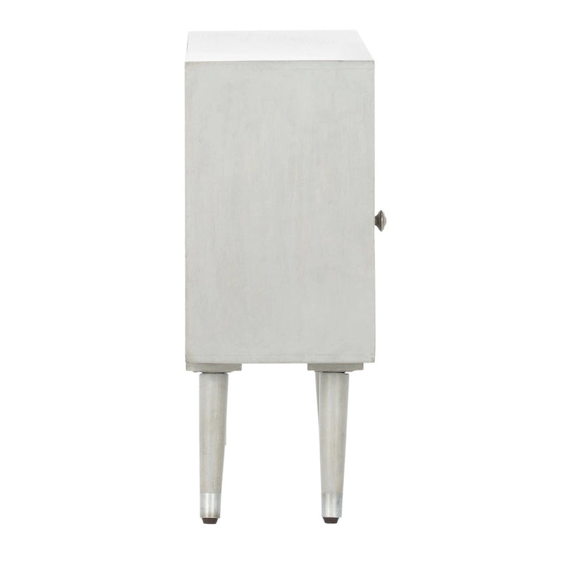 Mid-Century 1-Drawer Textured Nightstand in Grey Walnut Wood