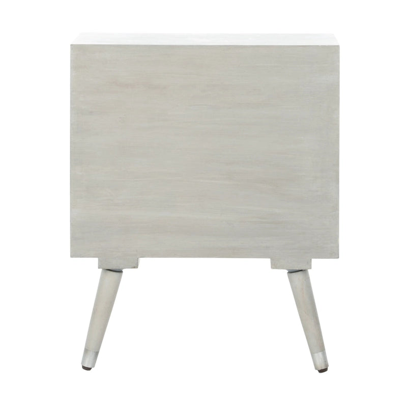 Mid-Century 1-Drawer Textured Nightstand in Grey Walnut Wood