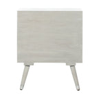 Mid-Century 1-Drawer Textured Nightstand in Grey Walnut Wood