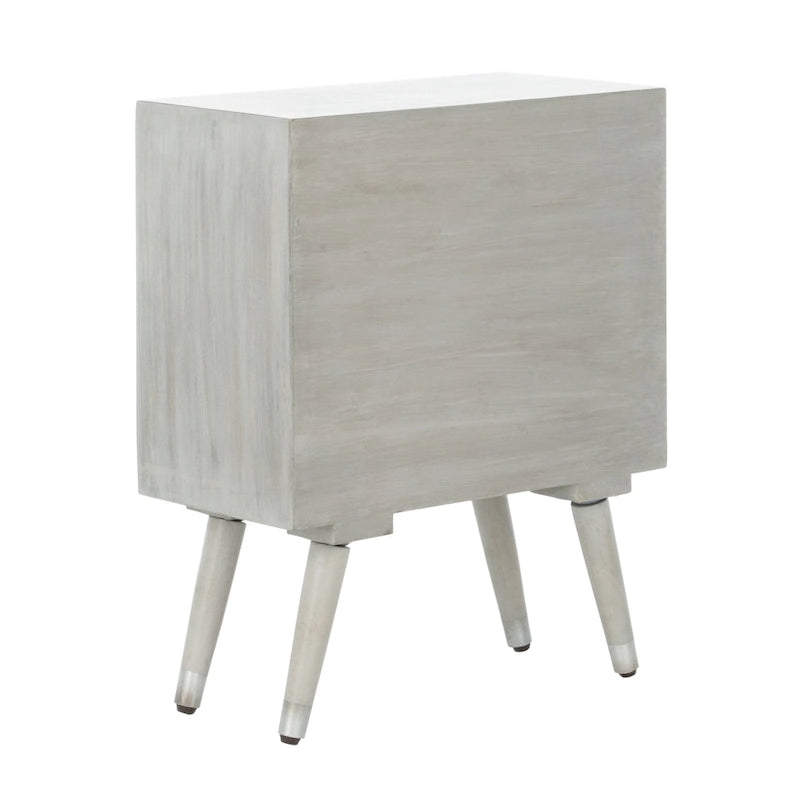 Mid-Century 1-Drawer Textured Nightstand in Grey Walnut Wood