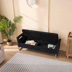 Velvet Storage Bench with Armrests, 67.9" W, 275 lb Capacity, Black or Green