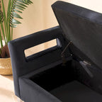 Velvet Storage Bench with Armrests, 67.9" W, 275 lb Capacity, Black or Green