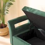Velvet Storage Bench with Armrests, 67.9" W, 275 lb Capacity, Black or Green