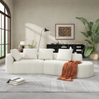 Curved Sectional Sofa with Pearl Fabric Upholstery, High-Density Foam, No Assembly Required