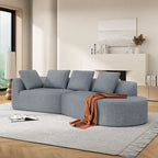 Curved Sectional Sofa with Pearl Fabric Upholstery, High-Density Foam, No Assembly Required