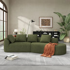 Curved Sectional Sofa with Pearl Fabric Upholstery, High-Density Foam, No Assembly Required
