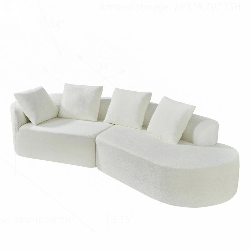 Curved Sectional Sofa with Pearl Fabric Upholstery, High-Density Foam, No Assembly Required