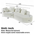 Curved Sectional Sofa with Pearl Fabric Upholstery, High-Density Foam, No Assembly Required
