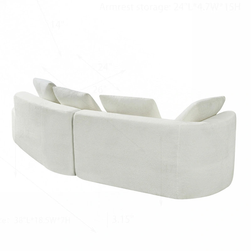 Curved Sectional Sofa with Pearl Fabric Upholstery, High-Density Foam, No Assembly Required