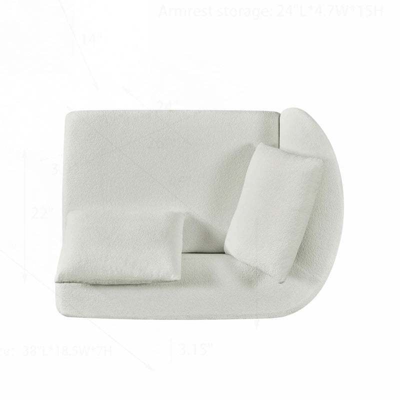 Curved Sectional Sofa with Pearl Fabric Upholstery, High-Density Foam, No Assembly Required