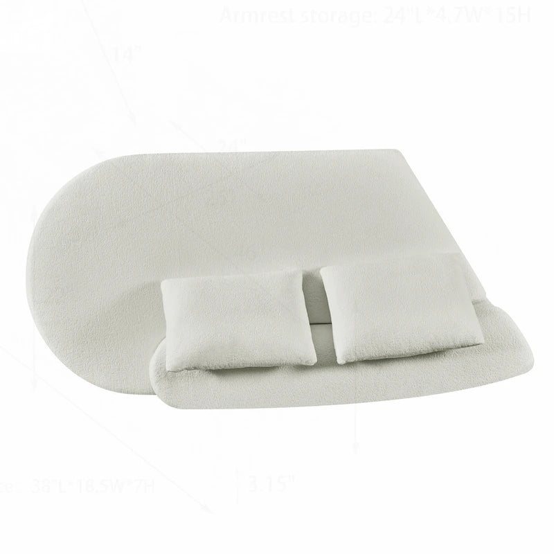 Curved Sectional Sofa with Pearl Fabric Upholstery, High-Density Foam, No Assembly Required