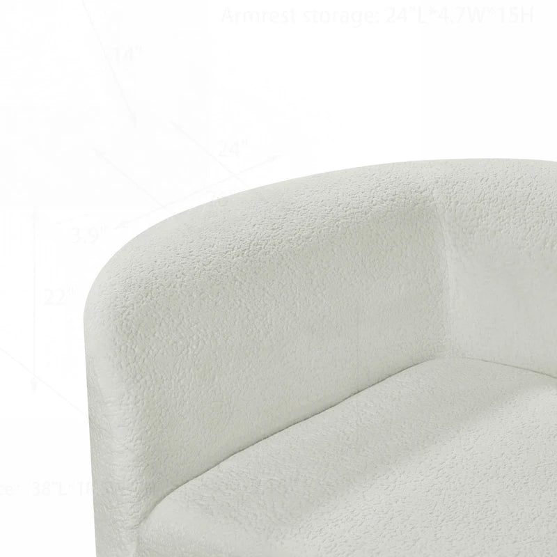 Curved Sectional Sofa with Pearl Fabric Upholstery, High-Density Foam, No Assembly Required