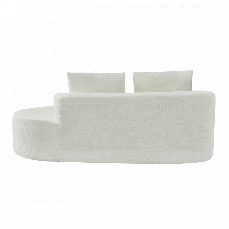 Curved Sectional Sofa with Pearl Fabric Upholstery, High-Density Foam, No Assembly Required