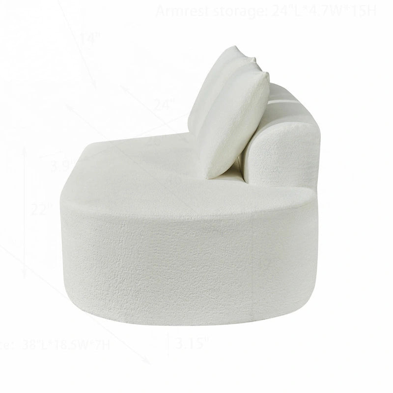 Curved Sectional Sofa with Pearl Fabric Upholstery, High-Density Foam, No Assembly Required