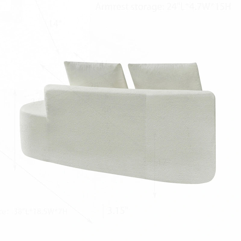 Curved Sectional Sofa with Pearl Fabric Upholstery, High-Density Foam, No Assembly Required