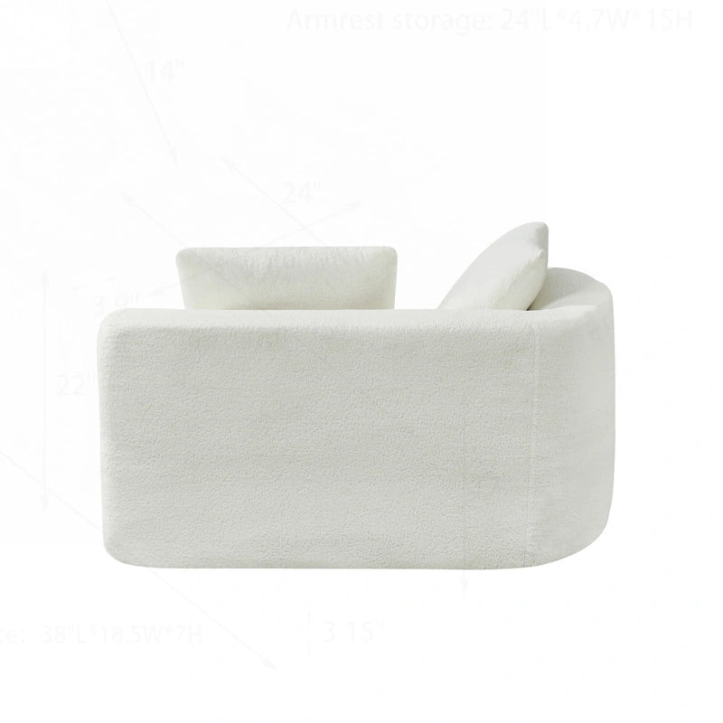 Curved Sectional Sofa with Pearl Fabric Upholstery, High-Density Foam, No Assembly Required