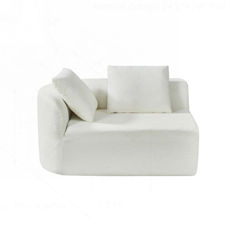 Curved Sectional Sofa with Pearl Fabric Upholstery, High-Density Foam, No Assembly Required