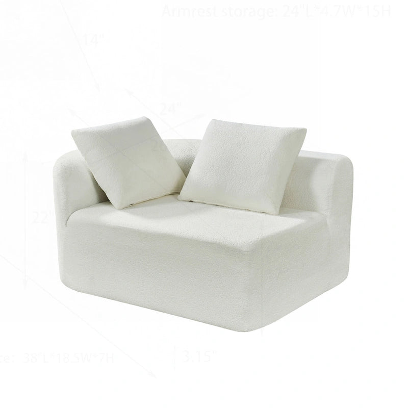 Curved Sectional Sofa with Pearl Fabric Upholstery, High-Density Foam, No Assembly Required