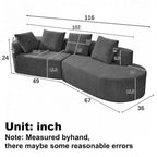 Curved Sectional Sofa with Pearl Fabric Upholstery, High-Density Foam, No Assembly Required