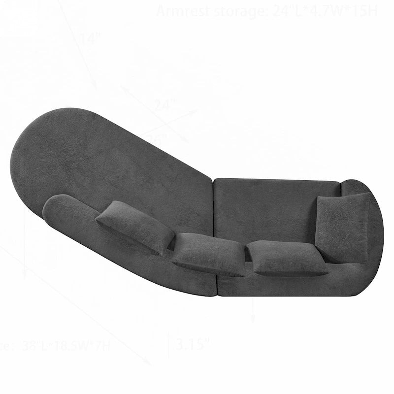 Curved Sectional Sofa with Pearl Fabric Upholstery, High-Density Foam, No Assembly Required
