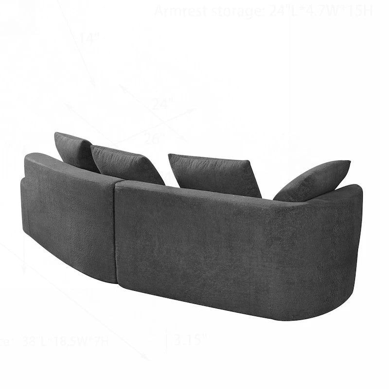 Curved Sectional Sofa with Pearl Fabric Upholstery, High-Density Foam, No Assembly Required