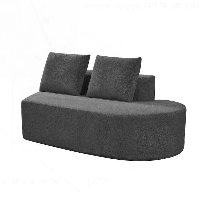 Curved Sectional Sofa with Pearl Fabric Upholstery, High-Density Foam, No Assembly Required