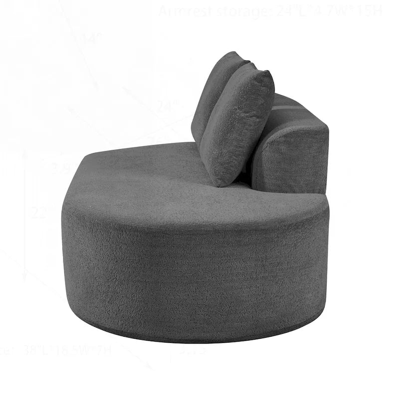 Curved Sectional Sofa with Pearl Fabric Upholstery, High-Density Foam, No Assembly Required