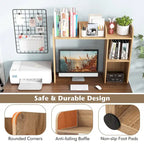 3-Tier Desktop Bookshelf Monitor Stand with Storage Organizer, Engineered Wood, 37", 100 lbs Capacity